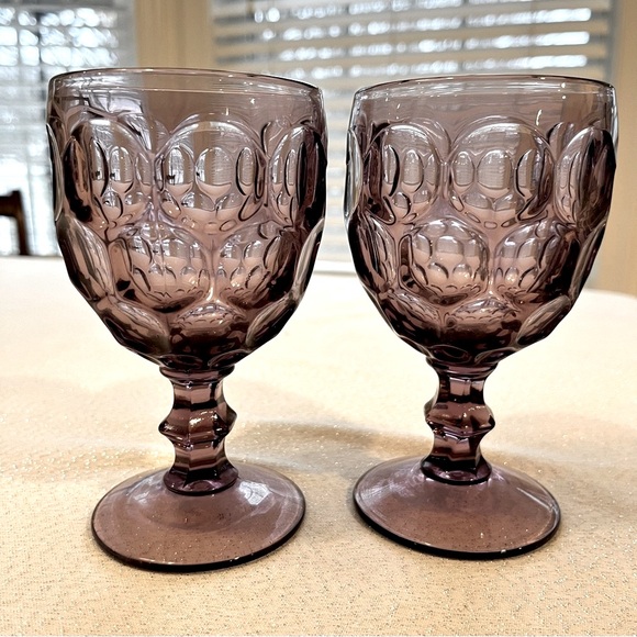 Thumbprint Provincial Purple Amethyst Stemmed Wine Vintage Imperial Glass 4 oz - Picture 2 of 9